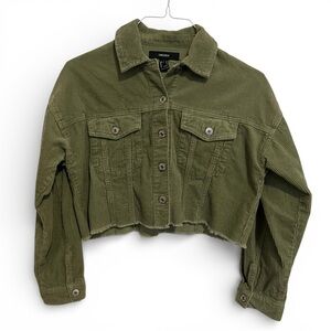 Forever 21 Olive Green Cropped Corduroy Jacket